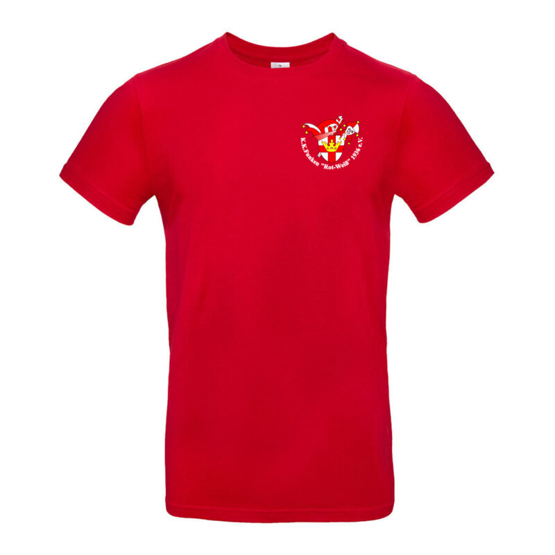 Men T-Shirt B&C #E190 bedruckt mit KK Funken Rot-Weiß