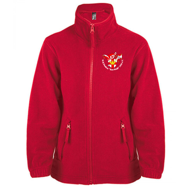 Kids Fleece Jacke North bestickt mit KK Funken Rot-Weiß