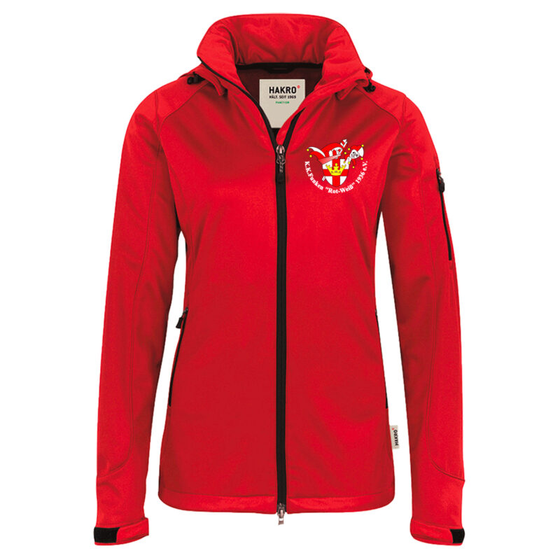 Women Softshell Jacke HAKRO ALBERTA bestickt mit KK Funken Rot-Weiß