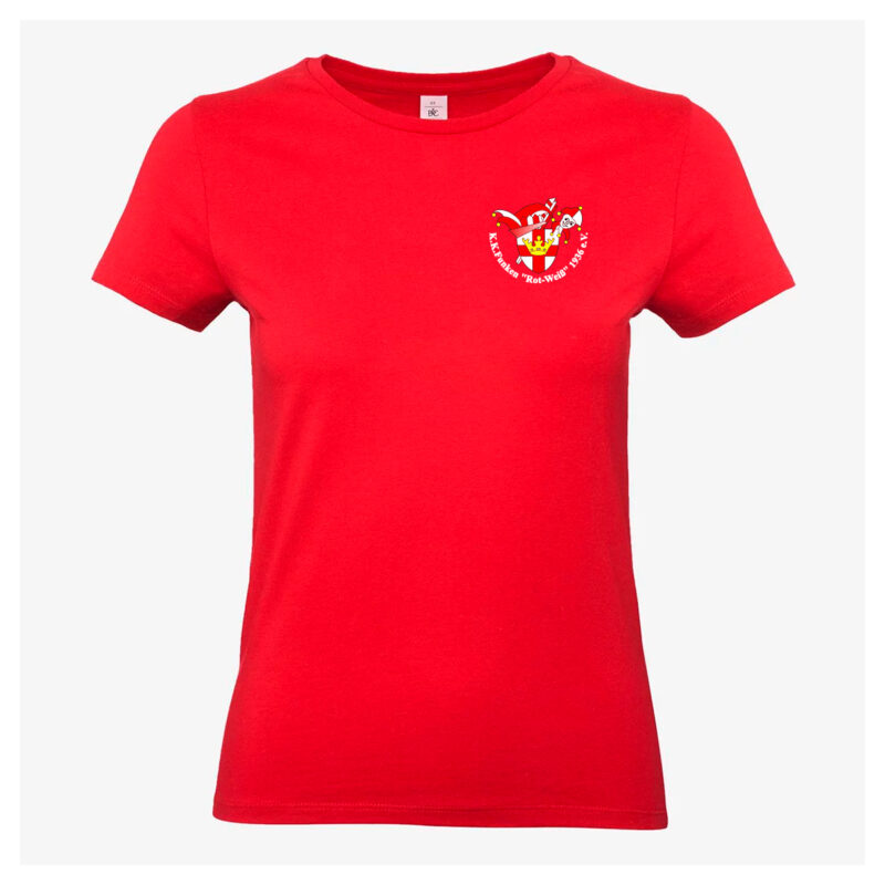 Women T-Shirt B&C #E190 bedruckt mit KK Funken Rot-Weiß