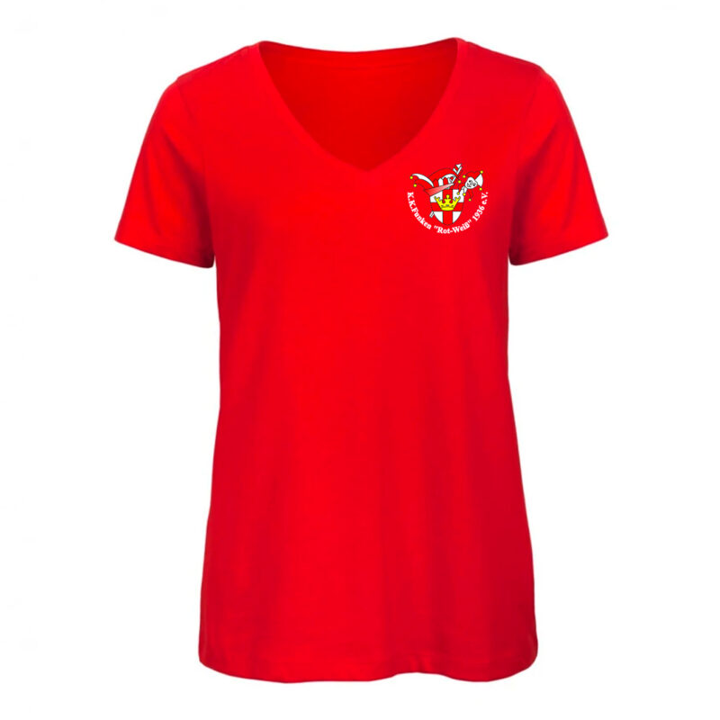 Women T-Shirt B&C lnspire V T bedruckt mit KK Funken Rot-Weiß